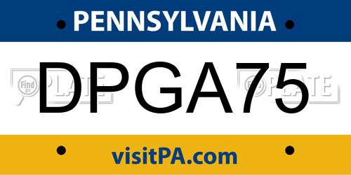 DPGA75 Pennsylvania License Plate