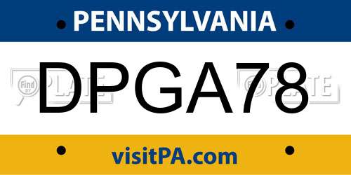 DPGA78 Pennsylvania License Plate