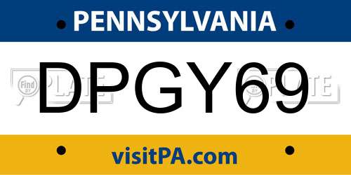 DPGY69 Pennsylvania License Plate