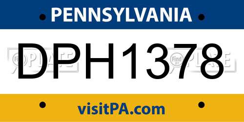 DPH1378 Pennsylvania License Plate