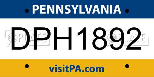 DPH1892 Pennsylvania License Plate