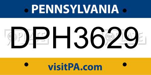 DPH3629 Pennsylvania License Plate