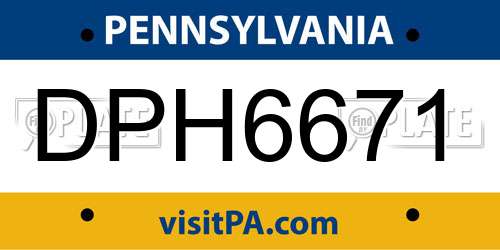 DPH6671 Pennsylvania License Plate