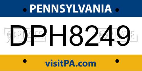 DPH8249 Pennsylvania License Plate