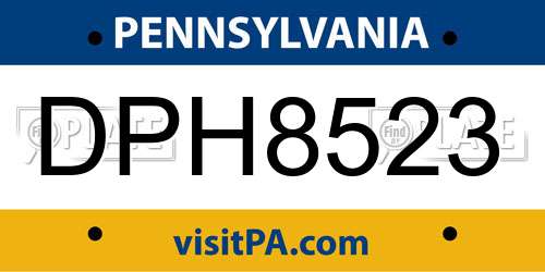 DPH8523 Pennsylvania License Plate