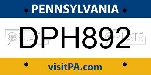 DPH892 Pennsylvania License Plate