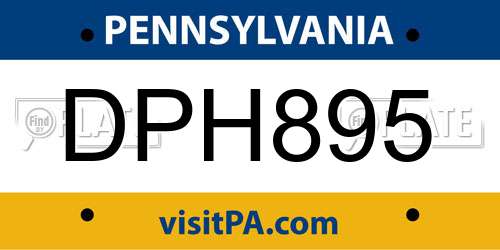 DPH895 Pennsylvania License Plate