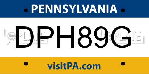 DPH89G Pennsylvania License Plate