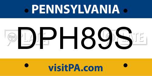 DPH89S Pennsylvania License Plate