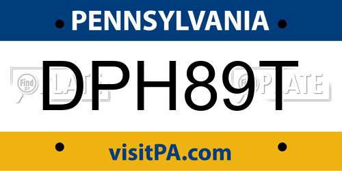 DPH89T Pennsylvania License Plate