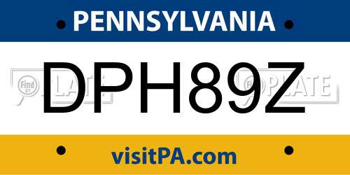 DPH89Z Pennsylvania License Plate