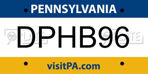 DPHB96 Pennsylvania License Plate