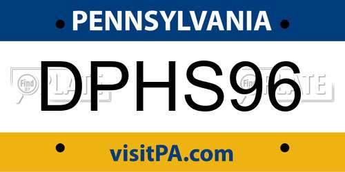 DPHS96 Pennsylvania License Plate