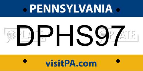 DPHS97 Pennsylvania License Plate