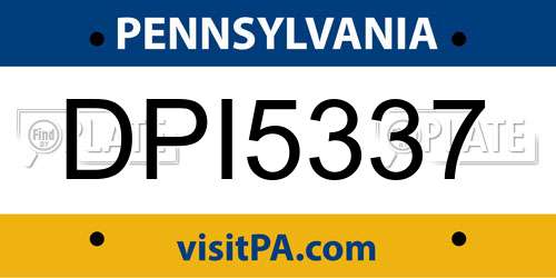 DPI5337 Pennsylvania License Plate