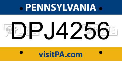 DPJ4256 Pennsylvania License Plate