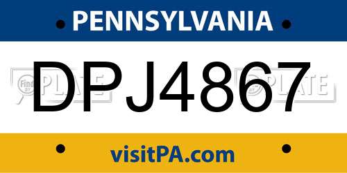 DPJ4867 Pennsylvania License Plate