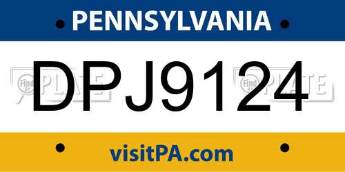 DPJ9124 Pennsylvania License Plate