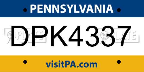 DPK4337 Pennsylvania License Plate