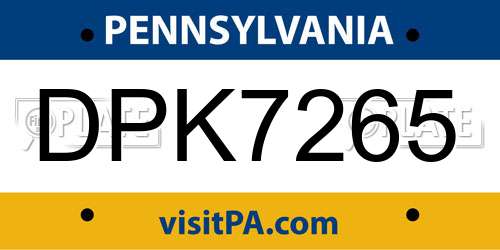 DPK7265 Pennsylvania License Plate