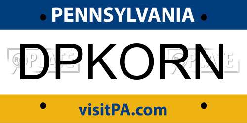 DPKORN Pennsylvania License Plate