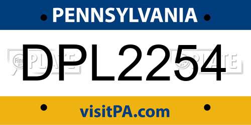 DPL2254 Pennsylvania License Plate