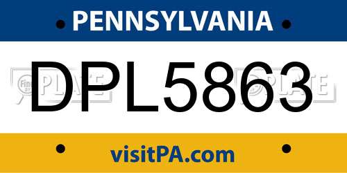 DPL5863 Pennsylvania License Plate