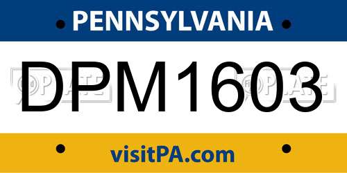 DPM1603 Pennsylvania License Plate