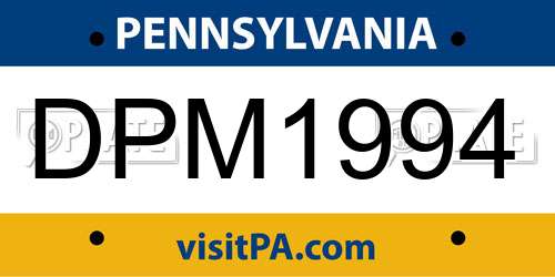 DPM1994 Pennsylvania License Plate
