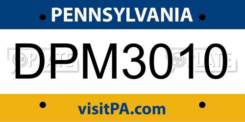 DPM3010 Pennsylvania License Plate