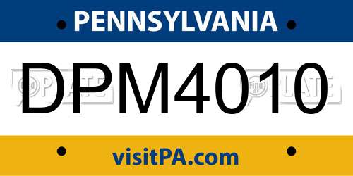 DPM4010 Pennsylvania License Plate