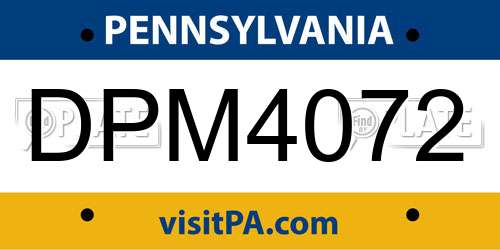 DPM4072 Pennsylvania License Plate