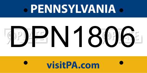 DPN1806 Pennsylvania License Plate