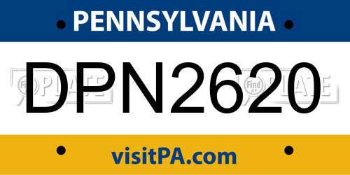 DPN2620 Pennsylvania License Plate