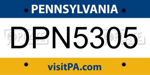DPN5305 Pennsylvania License Plate