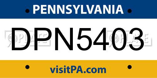 DPN5403 Pennsylvania License Plate