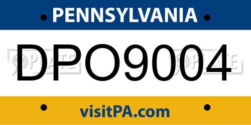 DPO9004 Pennsylvania License Plate
