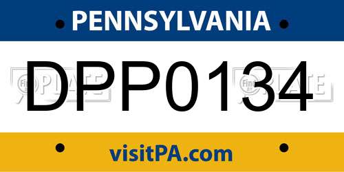 DPP0134 Pennsylvania License Plate