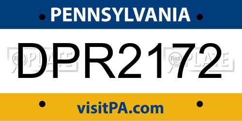 DPR2172 Pennsylvania License Plate