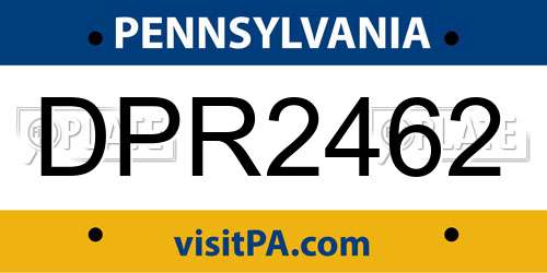 DPR2462 Pennsylvania License Plate