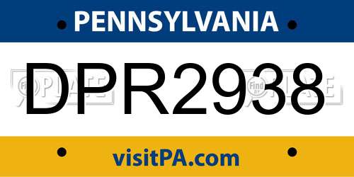 DPR2938 Pennsylvania License Plate