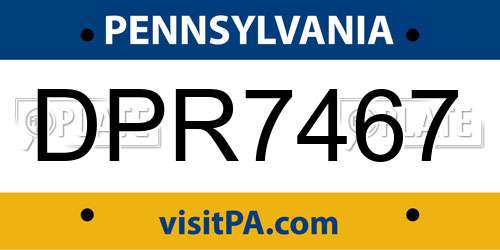 DPR7467 Pennsylvania License Plate