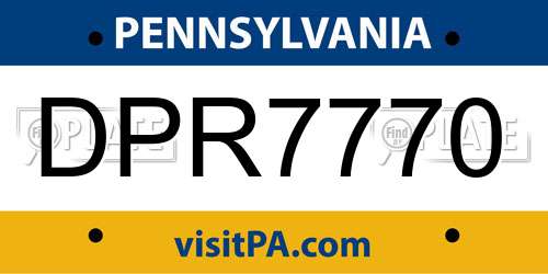 DPR7770 Pennsylvania License Plate