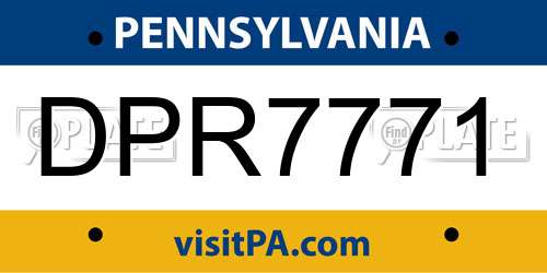 DPR7771 Pennsylvania License Plate