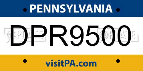 DPR9500 Pennsylvania License Plate