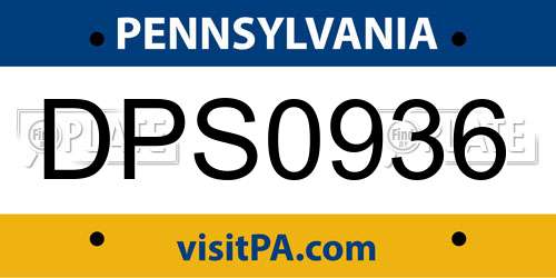 DPS0936 Pennsylvania License Plate