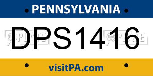 DPS1416 Pennsylvania License Plate