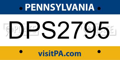 DPS2795 Pennsylvania License Plate