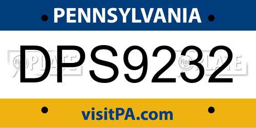 DPS9232 Pennsylvania License Plate