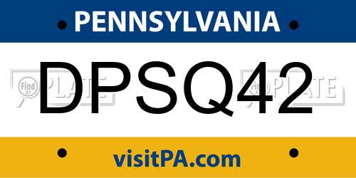 DPSQ42 Pennsylvania License Plate